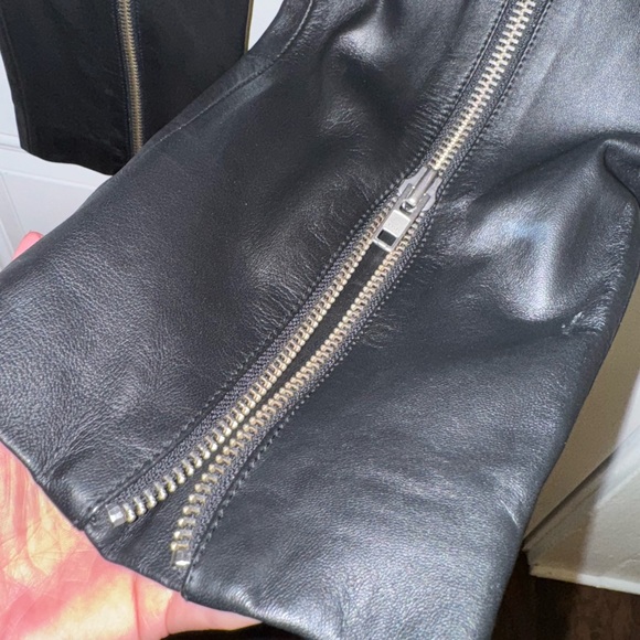 LPA Black Leather front zip Pants - Picture 3 of 8